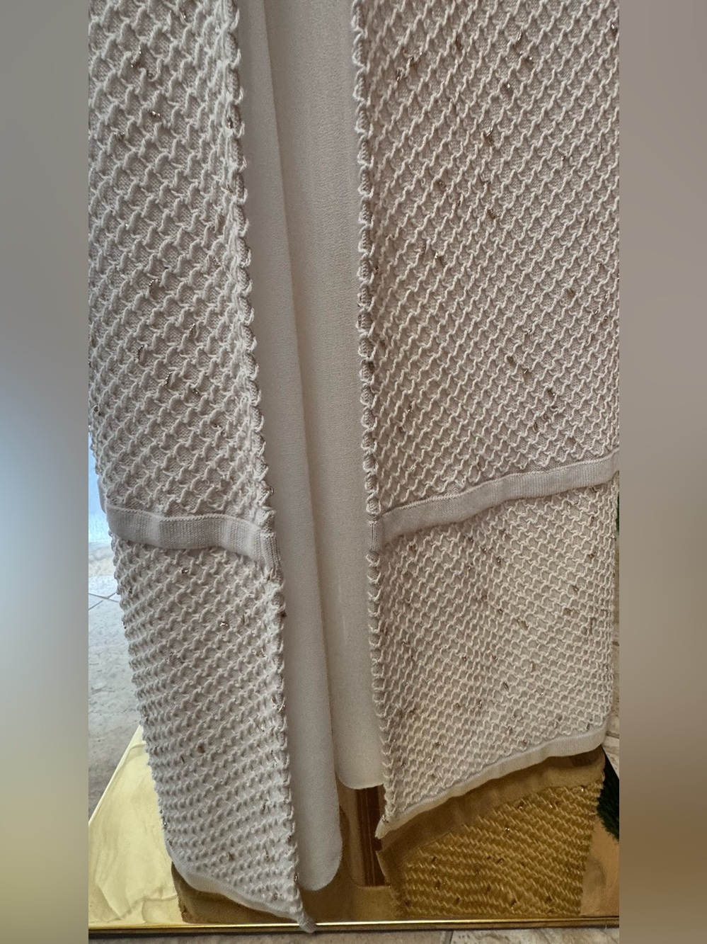 Tricot Chic Italy Metallic Knit Maxi Dress w/Slip Ivory Size 10 - Picture 13 of 16
